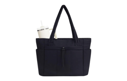 Wandering Nature Puffer Tote Bag with Cup Holder & Laptop Compartment & Trolley Sleeve for Travel, Work, Nurse, Women